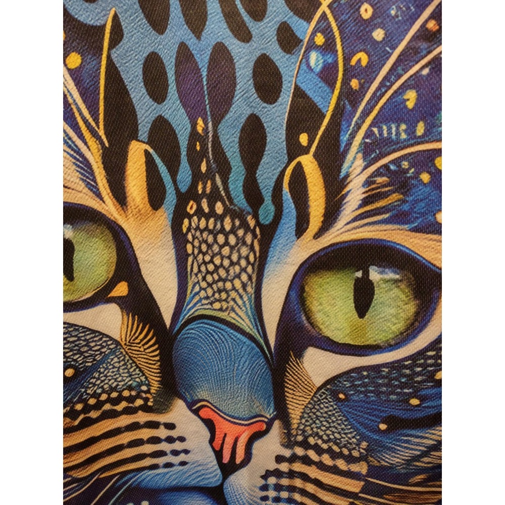 Unbranded Cosmic Cat Face All Over Print Shirt Blue XXL Psychedelic Graphic Tee - Picture 7 of 9